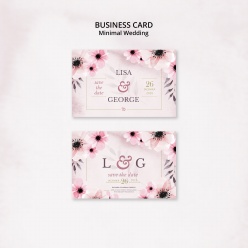 花纹边框-粉色迷你商务婚礼卡片PSD模板